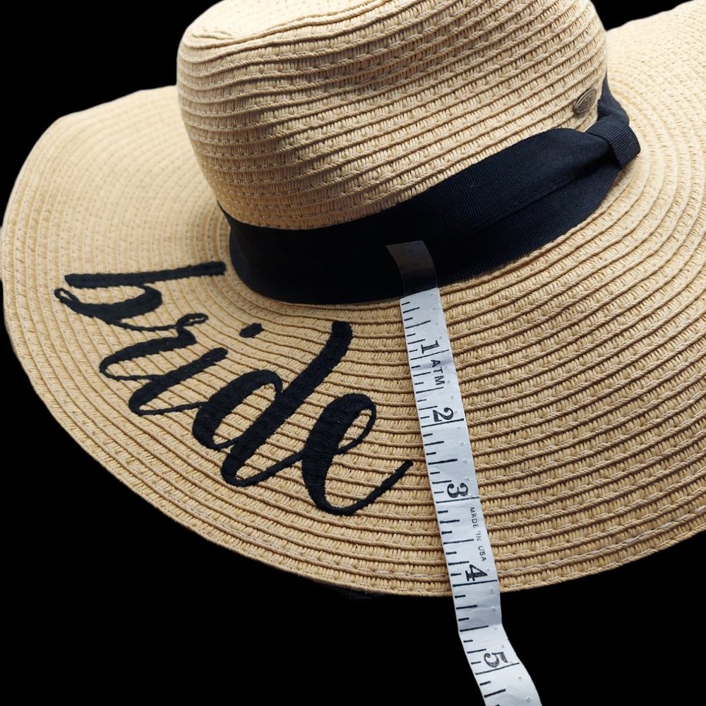 C. C Exclusives Bride Straw Floppy Sun Hat - Picture 3 of 6